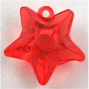 Acrylic pendant, star, transparent, red, 25mm dia, approx 435pcs