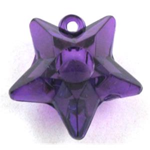 Acrylic pendant, star, transparent, deep purple, 25mm dia, approx 435pcs