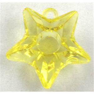 Acrylic pendant, star, transparent, yellow, 25mm dia, approx 435pcs
