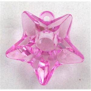 Acrylic pendant, star, transparent, hot-pink, 25mm dia, approx 435pcs
