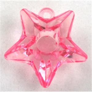 Acrylic pendant, star, transparent, pink, 25mm dia, approx 435pcs