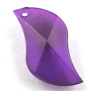Acrylic pendant, leaf, transparent, deep purple, 16x25mm, approx 660pcs