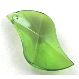 Acrylic pendant, leaf, transparent, green, 16x25mm, approx 660pcs