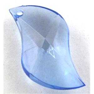 Acrylic pendant, leaf, transparent, blue, 16x25mm, approx 660pcs