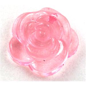 Acrylic pendant, rose-flower, transparent, pink, 20mm dia, approx 600pcs