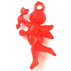 Acrylic pendant, angel, transparent, red, 30x40mm, approx 630pcs