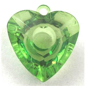 Acrylic pendant, heart, transparent, green, 23x23mm, approx 450pcs