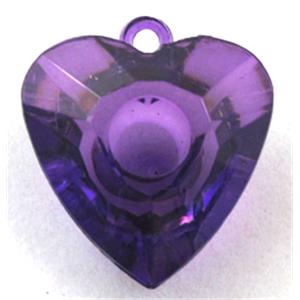 Acrylic pendant, heart, transparent, deep purple, 23x23mm, approx 450pcs