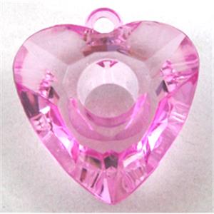 Acrylic pendant, heart, transparent, hot-pink, 23x23mm, approx 450pcs