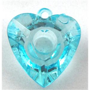 Acrylic pendant, heart, transparent, aqua, 23x23mm, approx 450pcs