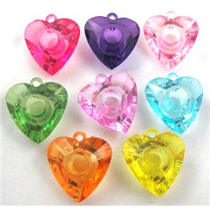Acrylic pendant, heart, transparent, mixed color, 23x23mm, approx 450pcs