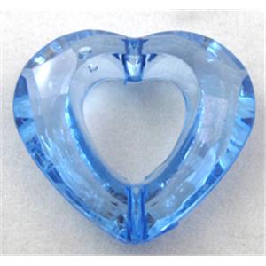 Acrylic bead, heart, transparent, blue, 28x24mm, approx 523pcs