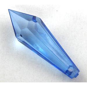 Acrylic pendant, faceted teardrop, transparent, blue, 10x30mm, approx 870pcs