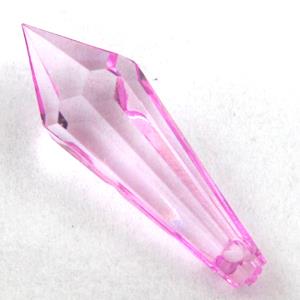 Acrylic pendant, faceted teardrop, transparent, hot-pink, 10x30mm, approx 870pcs