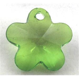 Acrylic pendant, flower, transparent, green, 19mm dia, approx 950pcs