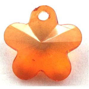 Acrylic pendant, flower, transparent, orange, 19mm dia, approx 950pcs