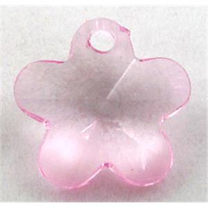 Acrylic pendant, flower, transparent, pink, 19mm dia, approx 950pcs