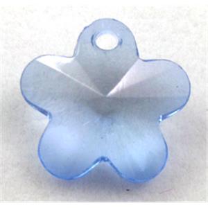 Acrylic pendant, flower, transparent, blue, 19mm dia, approx 950pcs