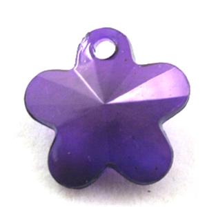 Acrylic pendant, flower, transparent, deep purple, 19mm dia, approx 950pcs