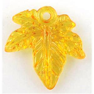 Acrylic pendant, transparent, gold leaf, 20x22mm