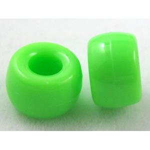 plastic beads, barrel, green, 9x6mm,4mm hole, approx 1950pcs