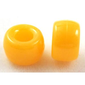 plastic beads, barrel, yellow, 9x6mm,4mm hole, approx 1950pcs