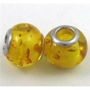 Amber Beads, NR, rondelle, yellow, approx 14.5mm dia, 5mm hole
