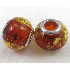 Amber Beads, NR, rondelle, red, approx 14.5mm dia, 5mm hole