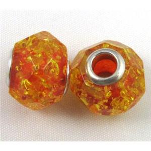 Amber Beads, NR, faceted rondelle, yellow, approx 18mm dia, 5mm hole