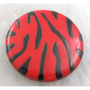 Zebra Resin Coin Beads Red, 30mm dia, approx 125pcs