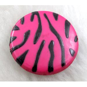 Zebra Resin Coin Beads Hotpink, 30mm dia, approx 125pcs