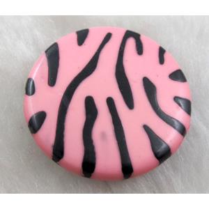 Zebra Resin Coin Beads Pink, 30mm dia, approx 125pcs