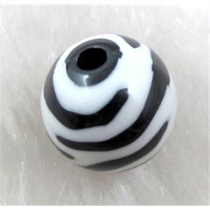 Round Resin Beads Zebra White, 12mm dia, approx 535pcs