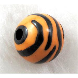 Round Resin Beads Zebra Orange, 20mm dia
