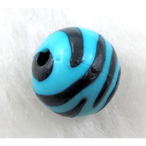Round Resin Beads Zebra Blue, 20mm dia