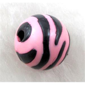 Round Resin Beads Zebra Pink, 20mm dia