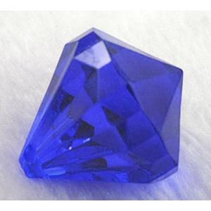 Transparent Acrylic Diamond Pendant, blue, 35mm dia, approx 80pcs
