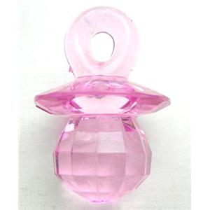 Acrylic Pendant, lantern, faceted, transparent, pink, pan:30mm dia,Ball:20mm dia,40 high, approx 74 bead