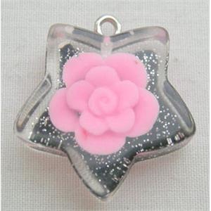 Plastic Pendant Beads, star, flower, 20mm dia