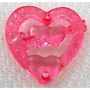 Acrylic bead pendant, heart, pink, approx 21x26mm, 300pcs