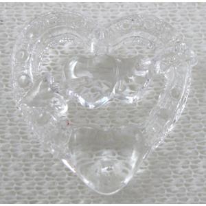 Acrylic bead pendant, heart, clear, approx 21x26mm, 300pcs
