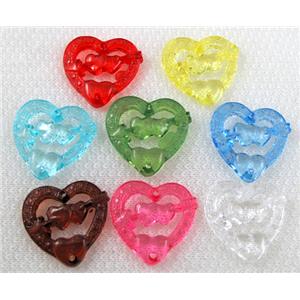 Acrylic bead pendant, heart, mixed color, approx 21x26mm, 300pcs