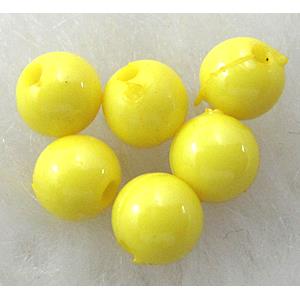 Plastic round Beads, Yellow, 6mm dia, approx 9000pcs