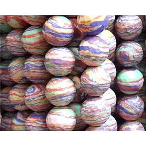resin & stone bead, faceted round, colorful, stripe, 12mm dia, approx 31pcs per st