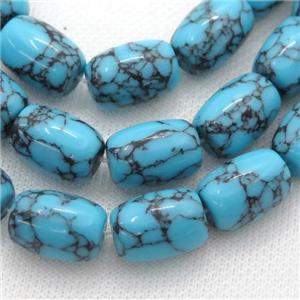 blue Assembled Turquoise barrel beads, approx 8x10mm