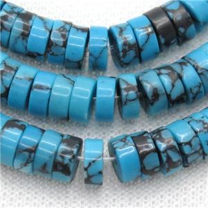 blue Assembled Turquoise heishi beads, approx 3x12mm