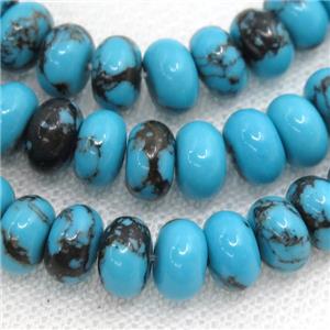 blue Assembled Turquoise rondelle beads, approx 9x12mm