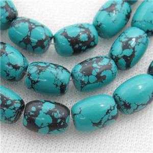 green Assembled Turquoise barrel beads, approx 15x20mm