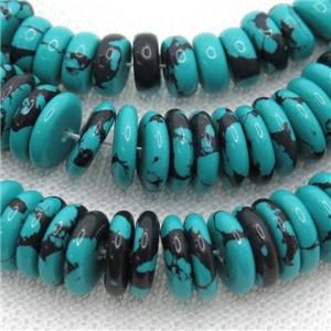 green Assembled Turquoise heishi beads, approx 3x8mm