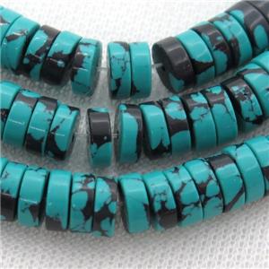 green Assembled Turquoise heishi beads, approx 3x12mm